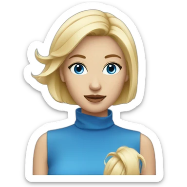 blondie woman face with blue eyes short hair sticker