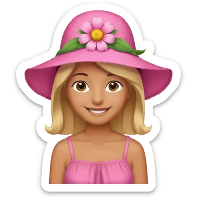only a pink summer with flower hat sticker