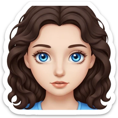 girl with dark brown wavy hair and blue eyes with long eyelashes  sticker
