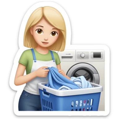 Girl doing laundry sticker