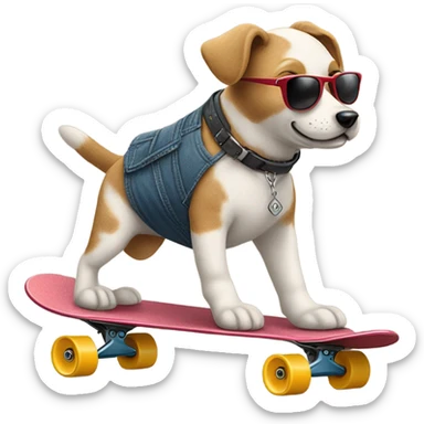 ￼￼ a teddy dog wearing sunglasses riding a skateboard sticker