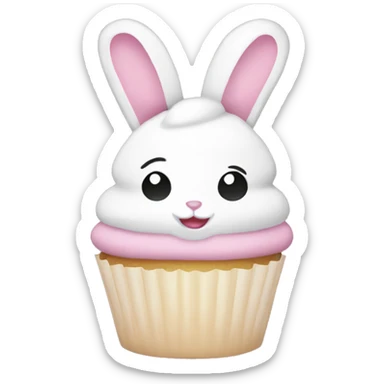 Easter white light pink cupcake bunny  sticker