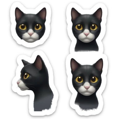 black cat with white spot on month and on the nose  sticker