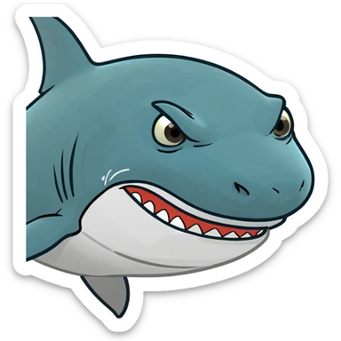 Un tiburón con tenis azules  sticker