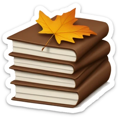 brown stack of letters and autumn leaf sticker