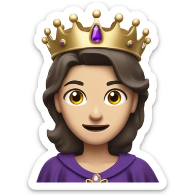 Caucasian long brunette woman wearing formal royal purple robes and a crown whose face shows anger and disgust to the man she adores  sticker