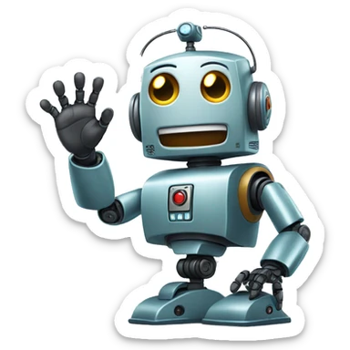 Robot waving hi sticker