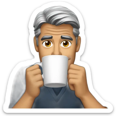 George Clooney crying with coffee sticker