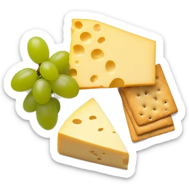 Cheese, crackers, and grapes on a plate  sticker