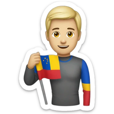 man with moldova flag sticker