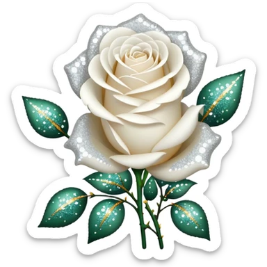 Glitter White Roses sticker