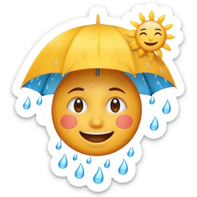 emoji representing a mood shift, face with changing weather from rain to sun sticker