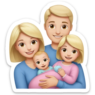 Parents with baby girl sticker