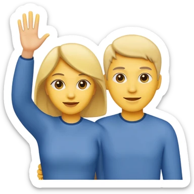 two people waving, backs to the viewer emoji style sticker