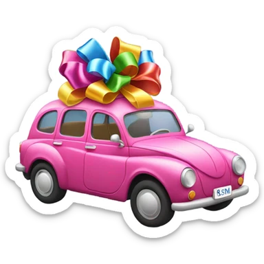 a car with bows sticker