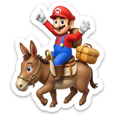 Super mario riding on a donkey sticker
