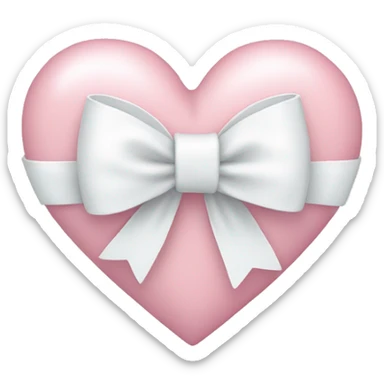 Pastel pink heart with white bow sticker