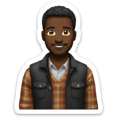 Jeune Homme noir camerounnais de 33 ans habillé en tenue casual classe de marque dans un decor d'automne sticker