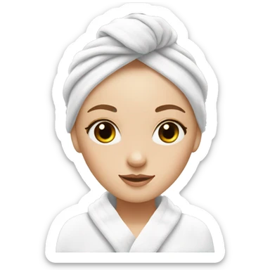 white girl with skin skin care, and a towel in her hair sticker
