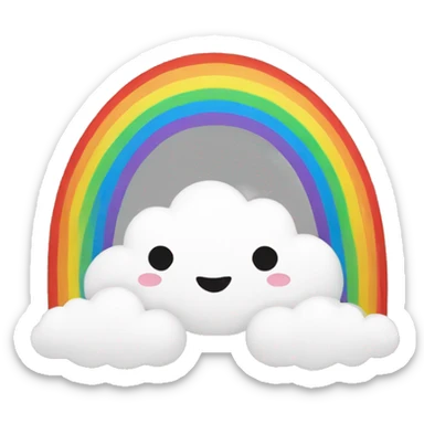 Black and white rainbow two clouds sticker