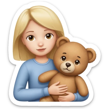A girl with fair color and teddy bear in her hand sticker