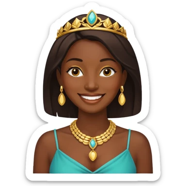 A Dark skinned beauty with gold jewelry smiling sticker
