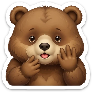 i want a animated bear like dudu the bear sends a kiss with his left hand then right hand sticker