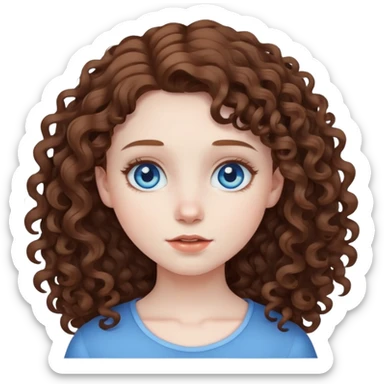 girl with curly brown hair and blue eyes and pale skin sticker