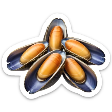 simple cartoon emoji of 3 open mussels sticker