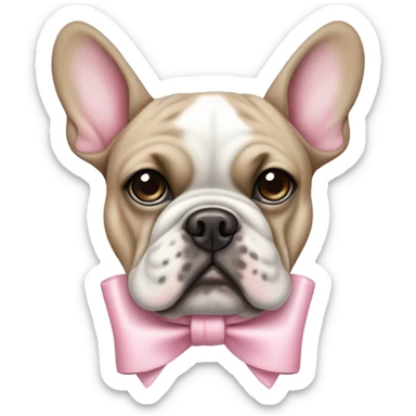 French bulldogue with pastel pink bow sticker