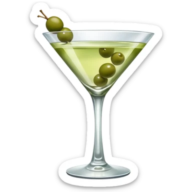 martini with 3 green khaki olives. liquid should be a bit more of a clear color. fancy  sticker