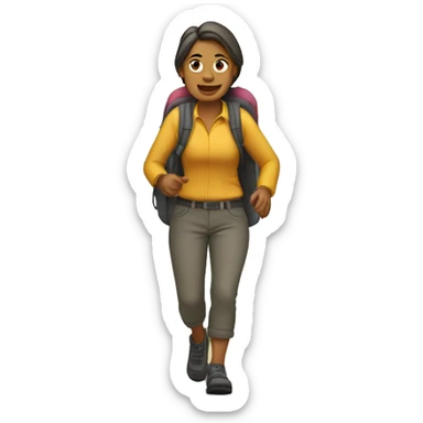 Mujer caminando en montaña sticker