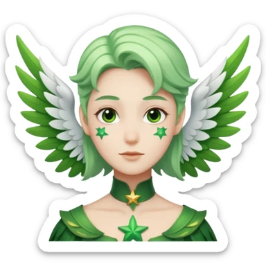 like character, star of green that have white wings  sticker