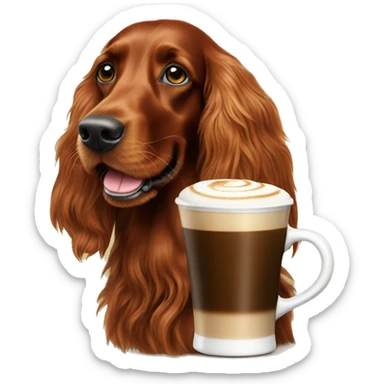 Happy Irish setter with cappuccino  sticker
