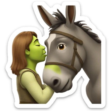 Shrek kissing Donkey sticker