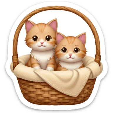 Disney-style cute kittens cozy in blanket basket  sticker