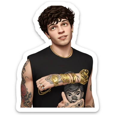 male with jewelry and tattoos sticker