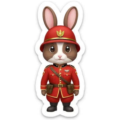 dark brown rabbit with soldier costume sticker