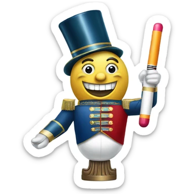 Realistic nutcracker with a laughing crayon  sticker