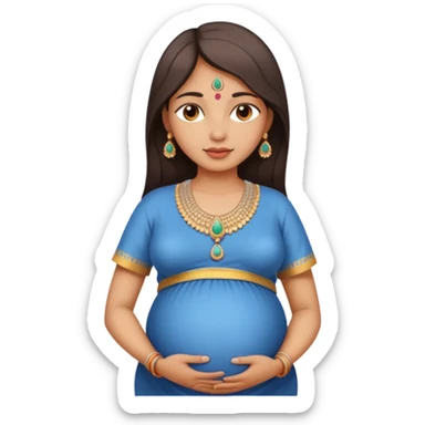 pregnant Indian woman, standing, bindi, peaceful look sticker