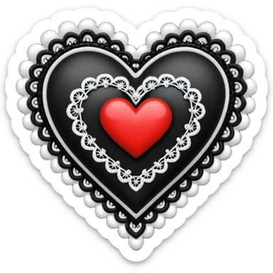 goth heart with a black lace heart brooch sticker