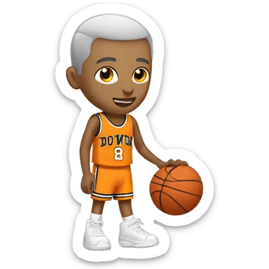 white boy with buzz cut playing basketball sticker