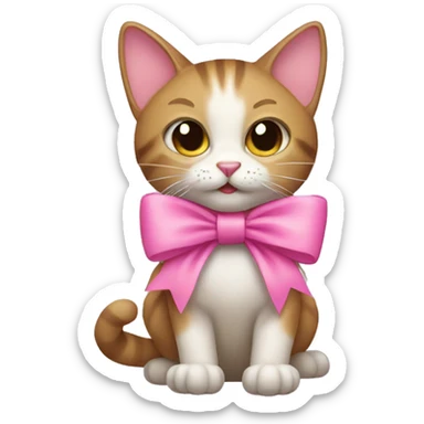 cat with a pink bow sticker