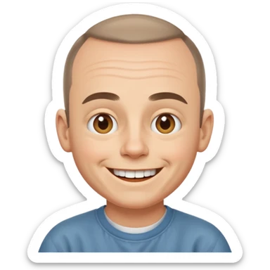 Carl from Sling Blade, smiling, apple style emoji sticker