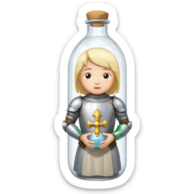 Jeanne d’arc en armure médiévale en enfermée dans un biberon  sticker