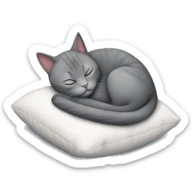 small gray cat sleeps on a pillow sticker