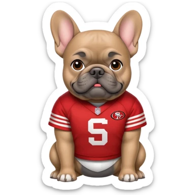 Fat All gray French bulldog in 49ers uniform  sticker