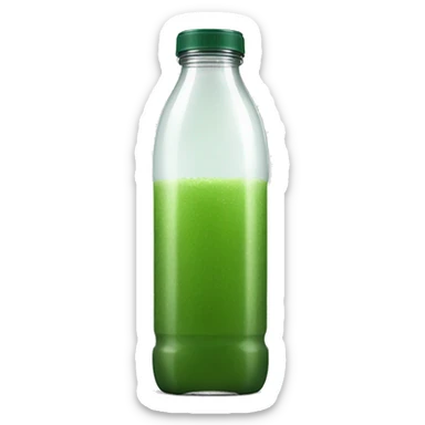 aesthetic green juice in tall clear full plastic drink bottle with white lid realistic soft textures sticker