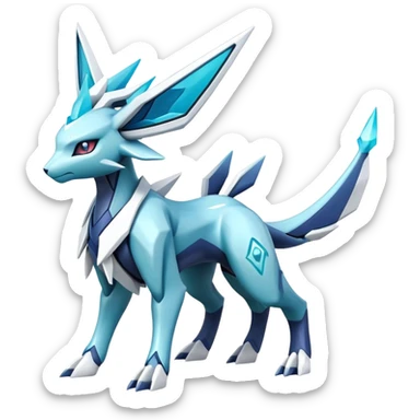 Futuristic Kyurem-Glaceon-dialga-suicune-hybrid, full body sticker
