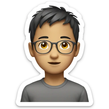 little asian boy with glassrs sticker